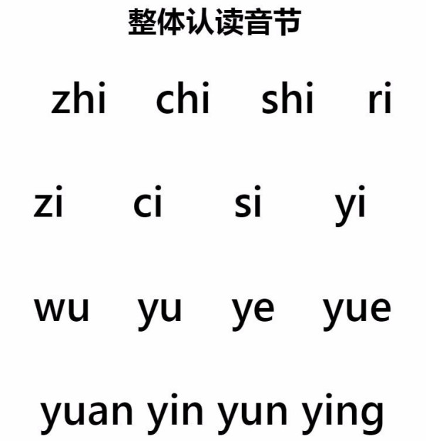 整体认读音节16个拼读图片