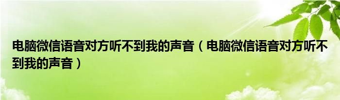 为什么微信语音听不到声音